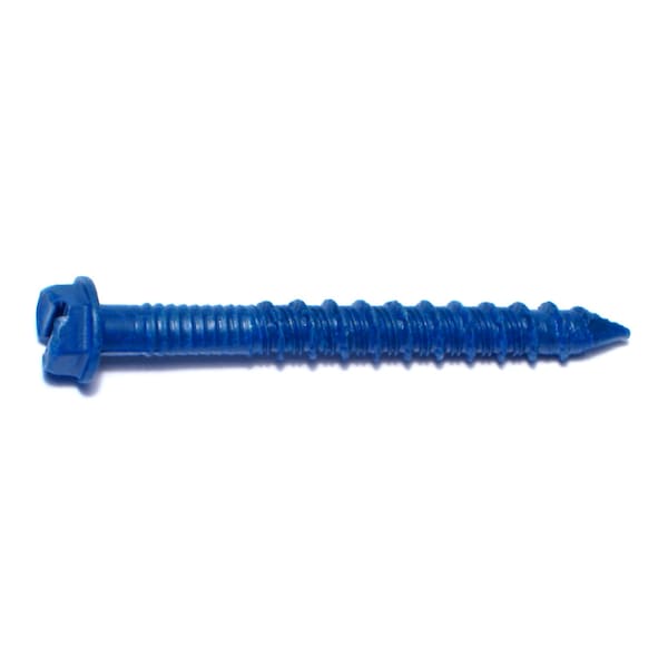 Tapcon Concrete Screw, 1/4" Dia., Hex, 2 1/4 in L, Steel Blue Ruspert, 100 PK